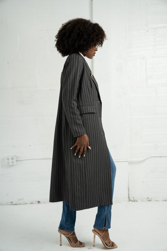 The Pinstripe Long Coat