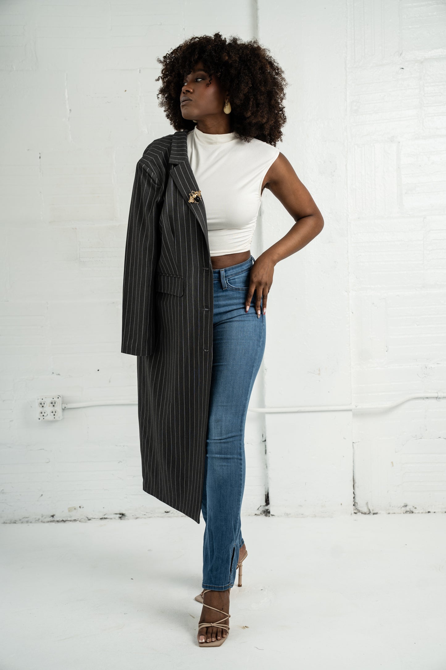 The Pinstripe Long Coat