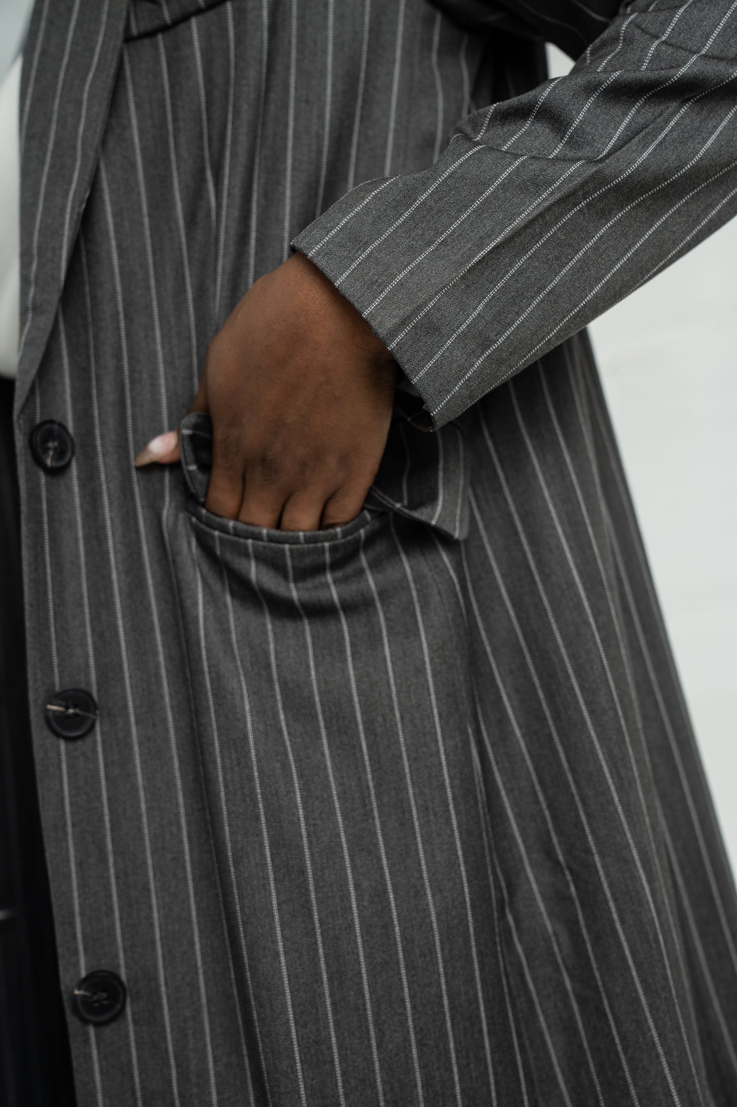 The Pinstripe Long Coat
