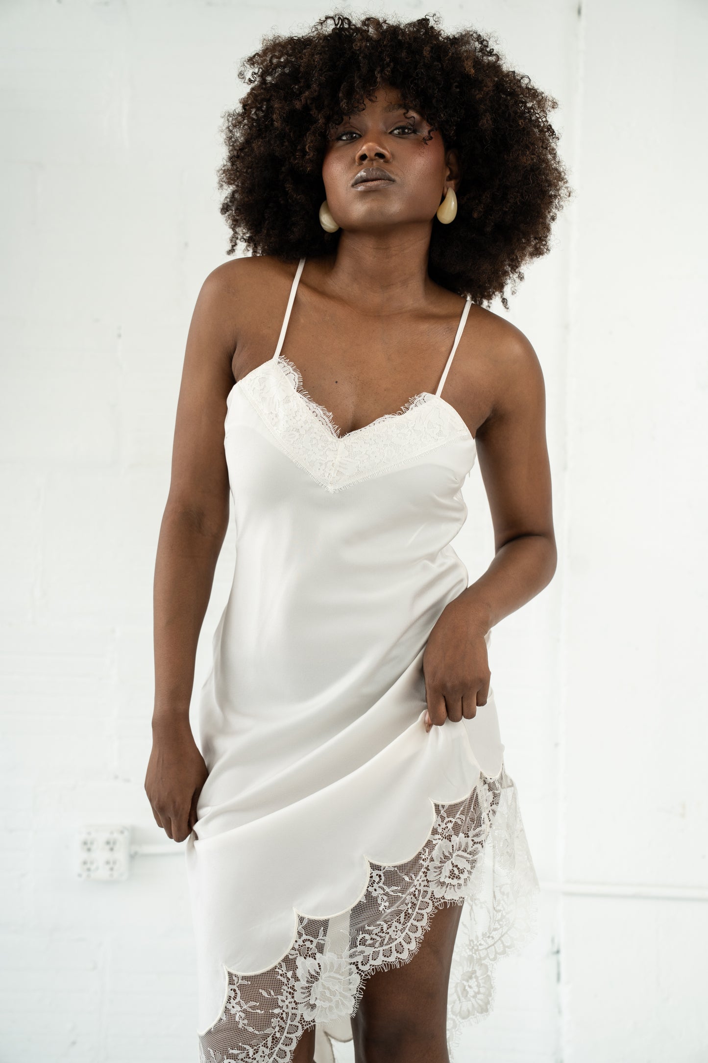 The Lace Edge Satin Dress