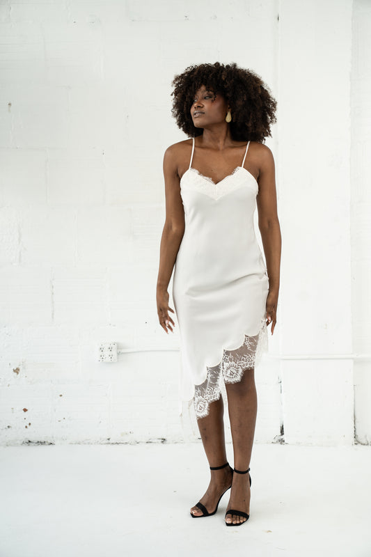 The Lace Edge Satin Dress