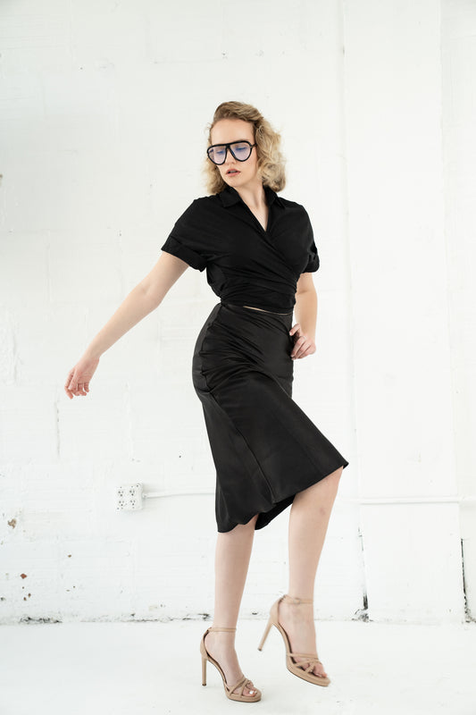 Midi Satin Slip Skirt