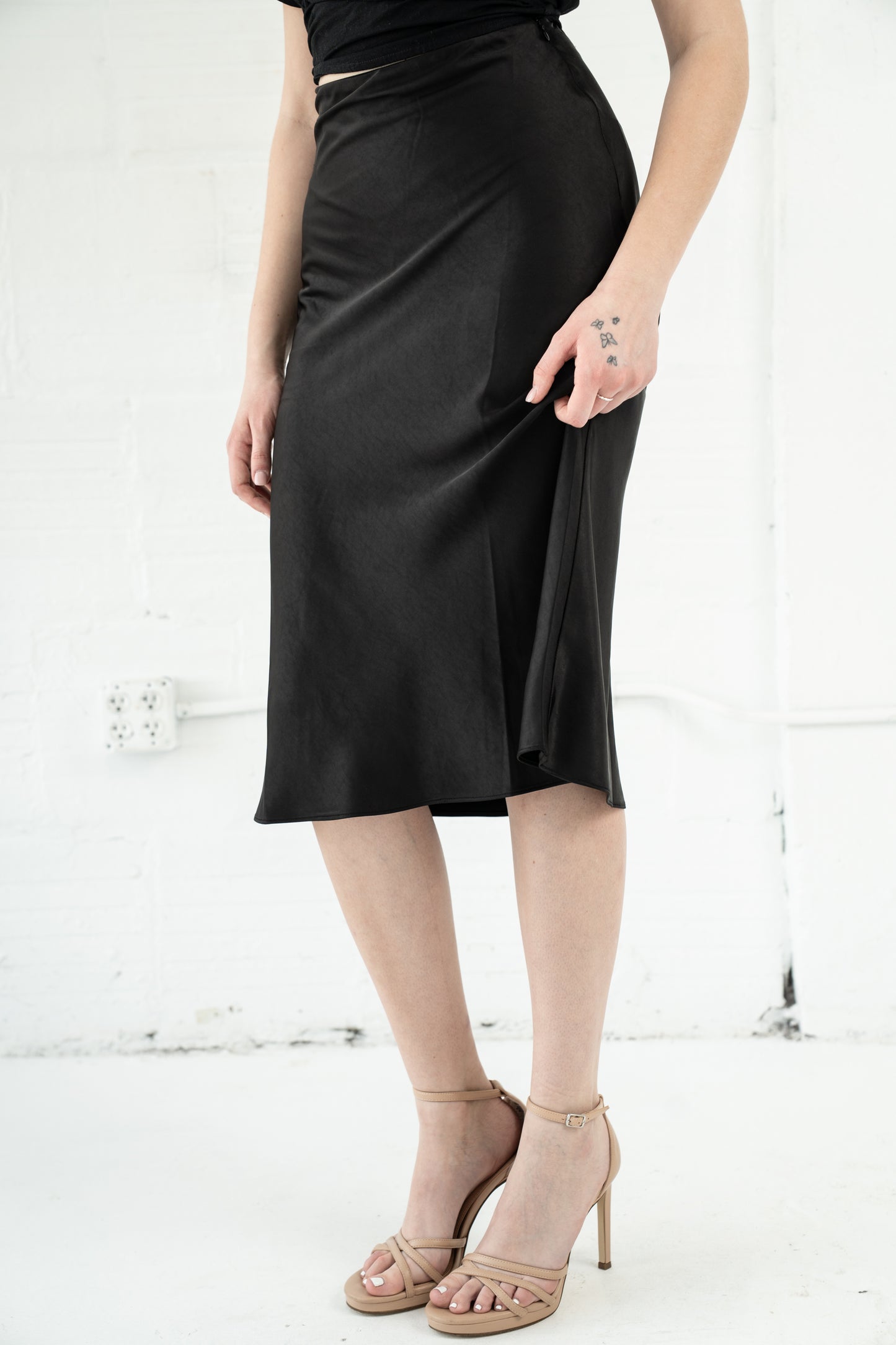 Midi Satin Slip Skirt