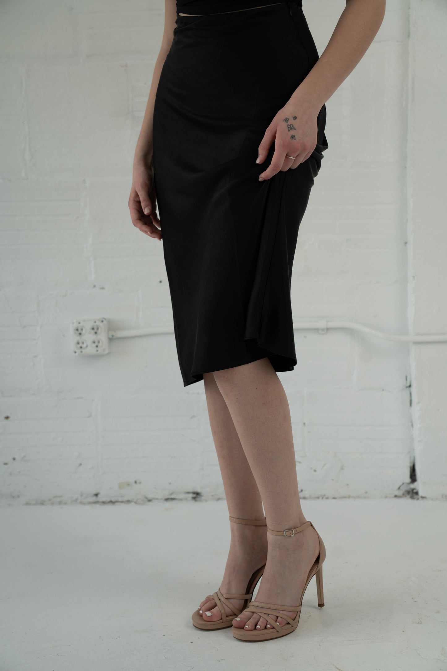 Midi Satin Slip Skirt