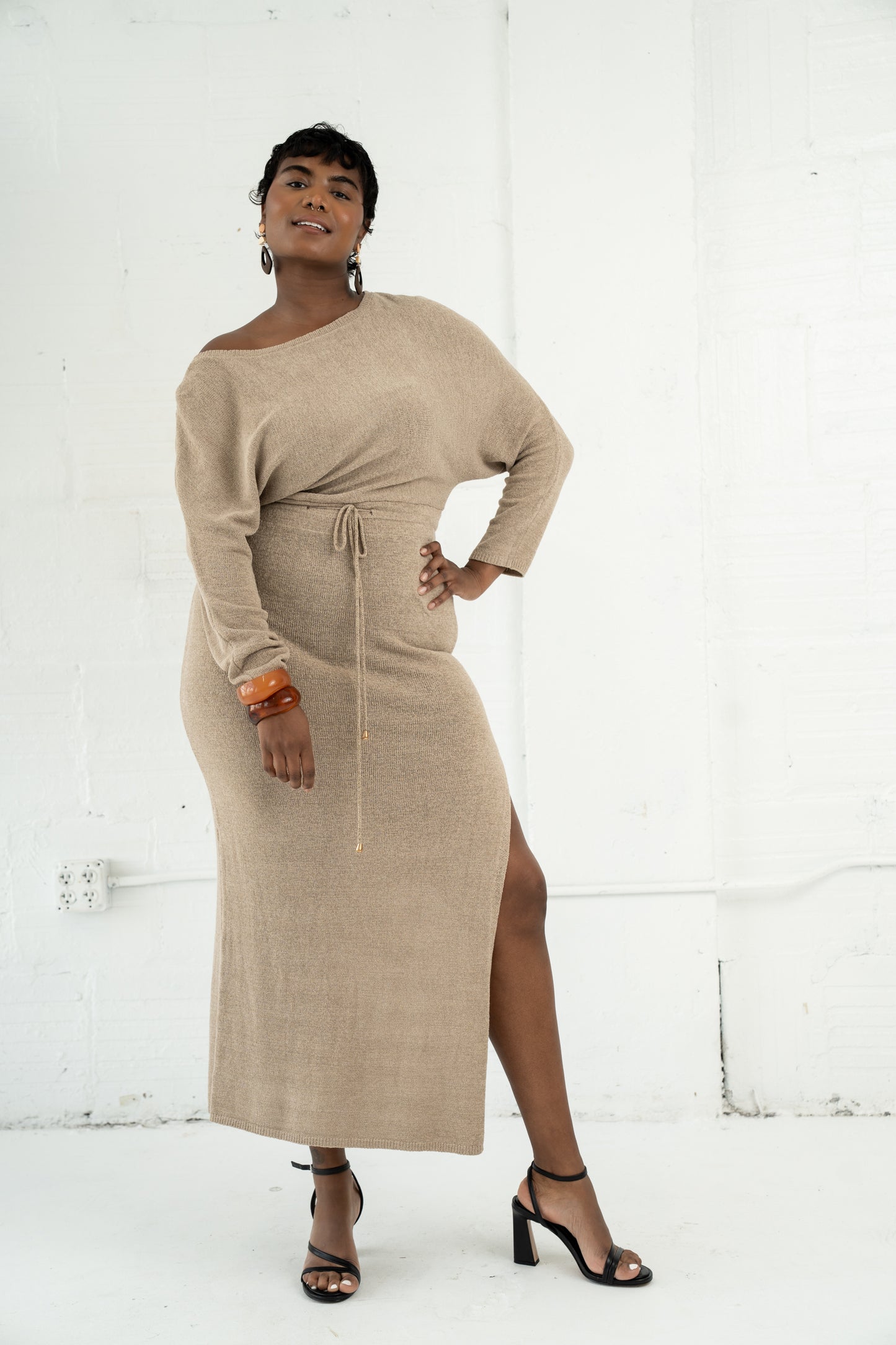 Off The Shoulder Maxi Rib Dress