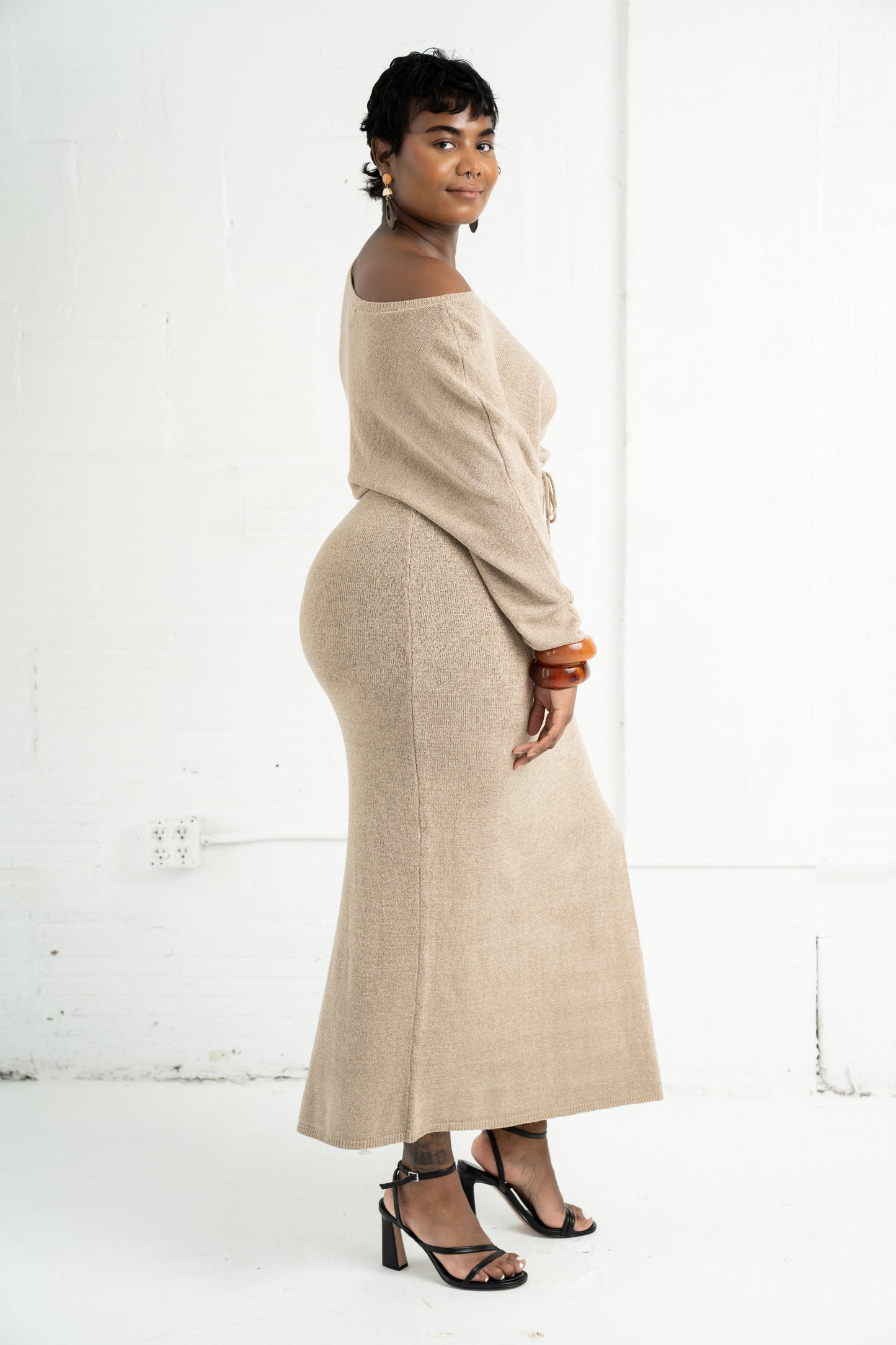 Off The Shoulder Maxi Rib Dress