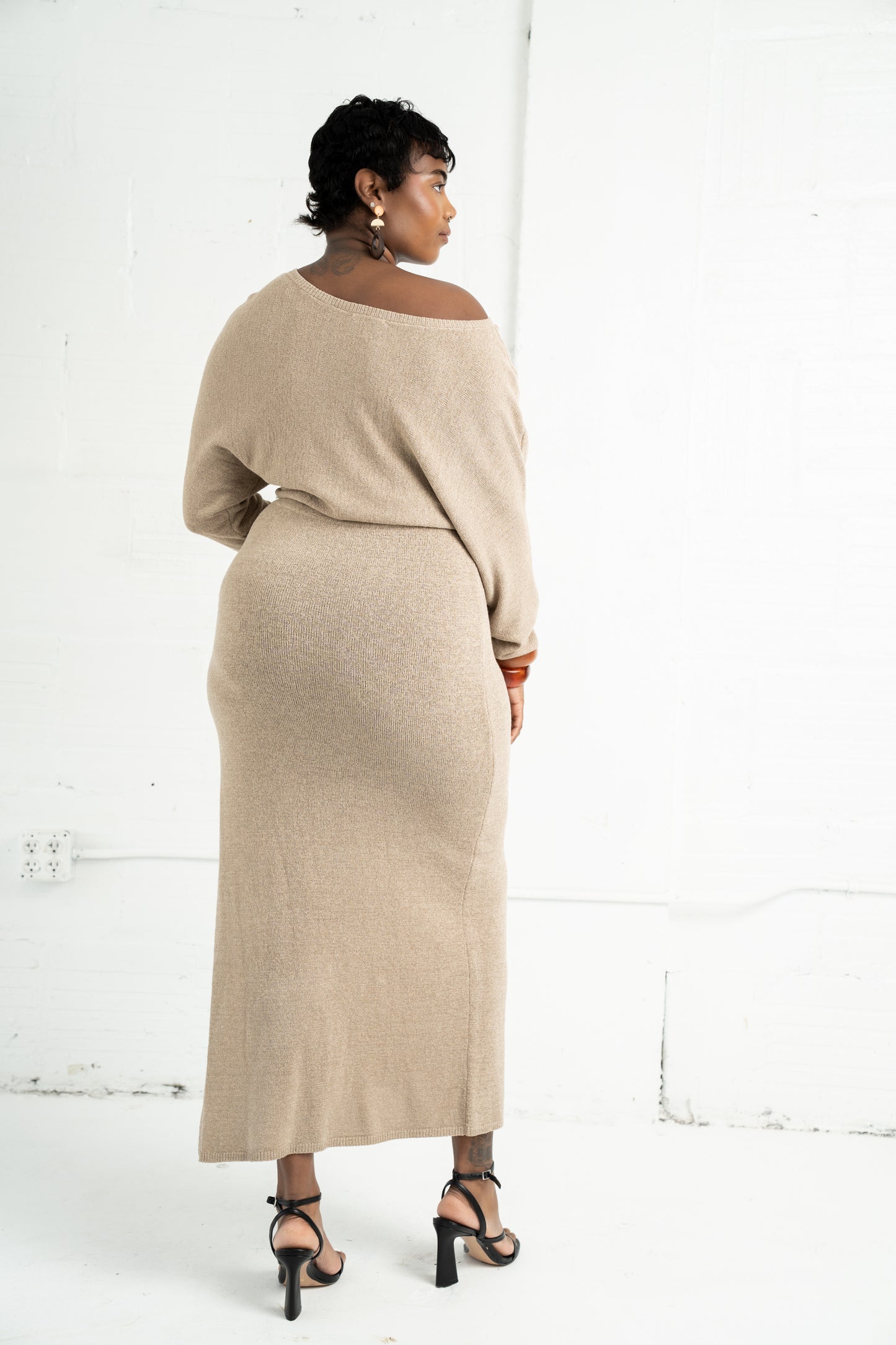 Off The Shoulder Maxi Rib Dress