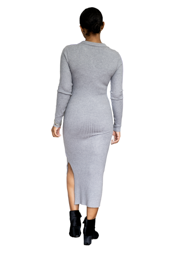 Ribbed Collared Knit Dress