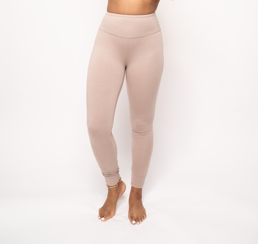 Wide Waistband Leggings (taupe/camel)