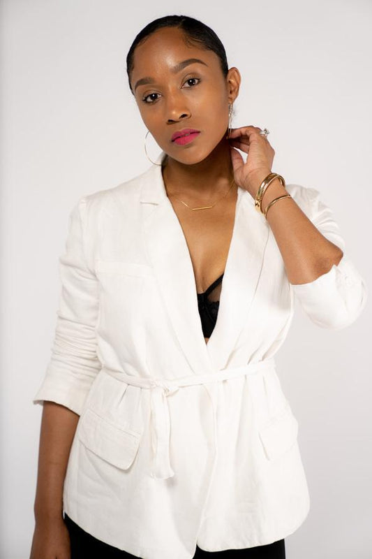 Not Your Average Boss Tie Waist Blazer 