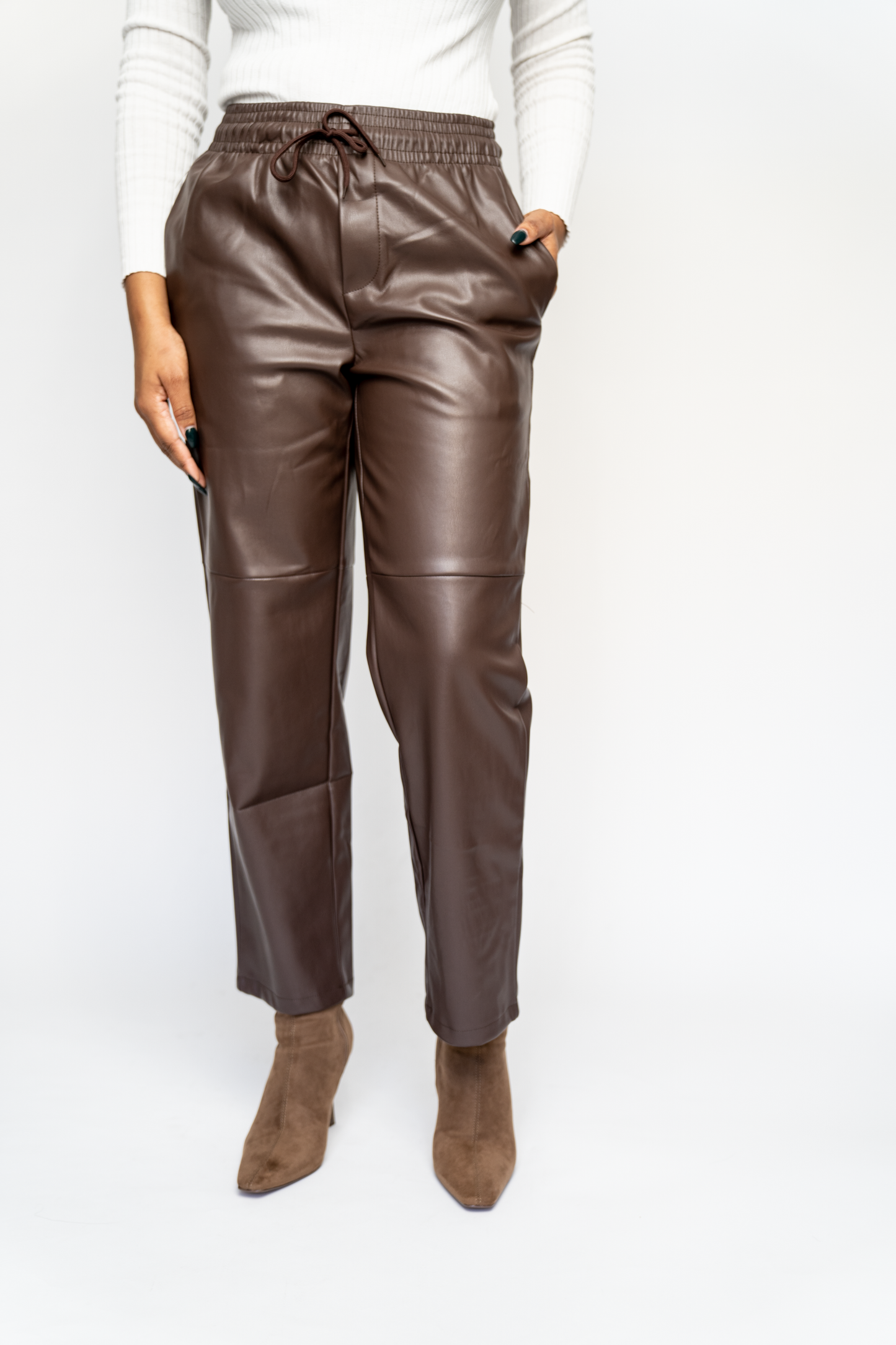 Boot Cut Faux Leather Joggers