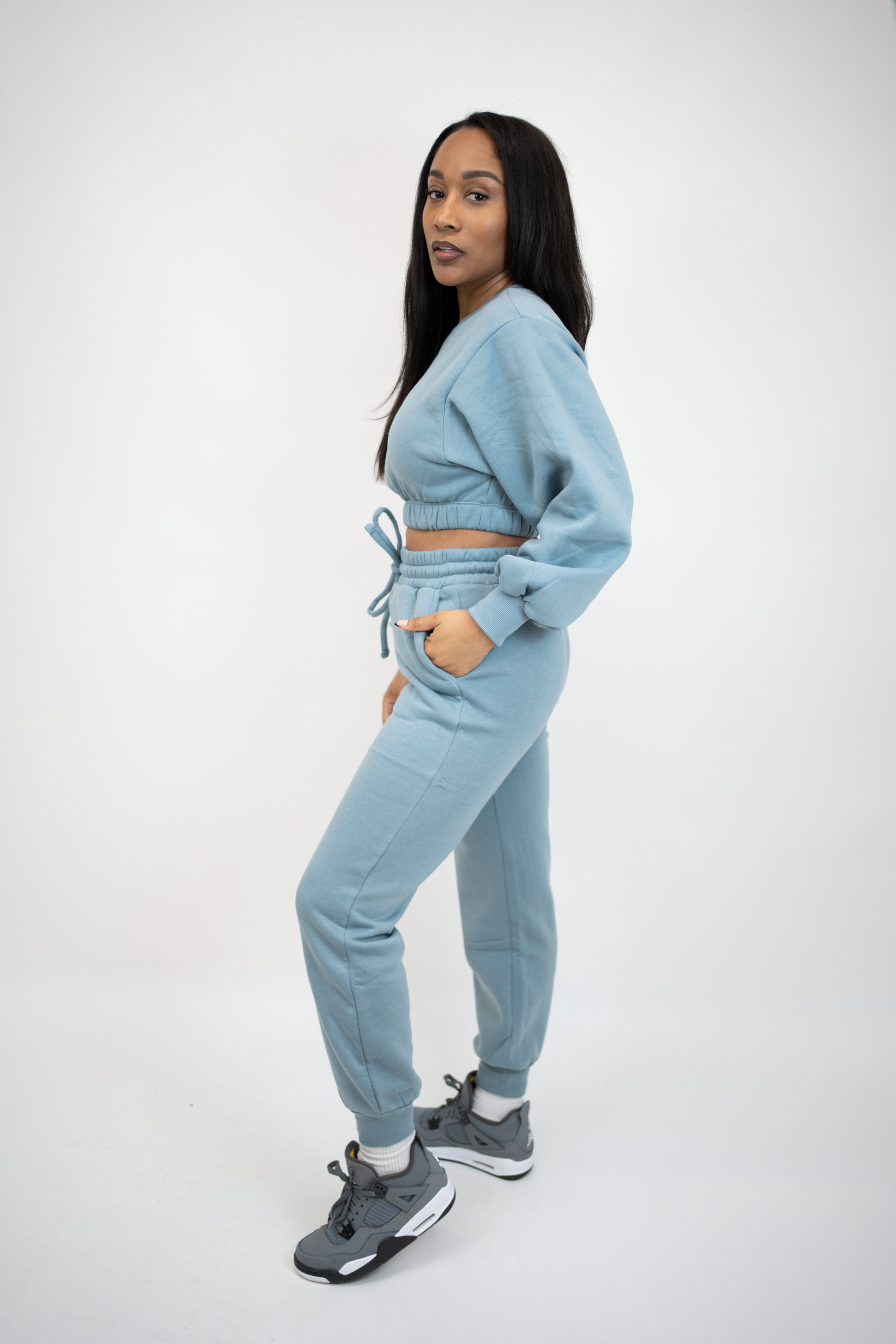 Cropped Sweatshirt and Jogger Pants Set