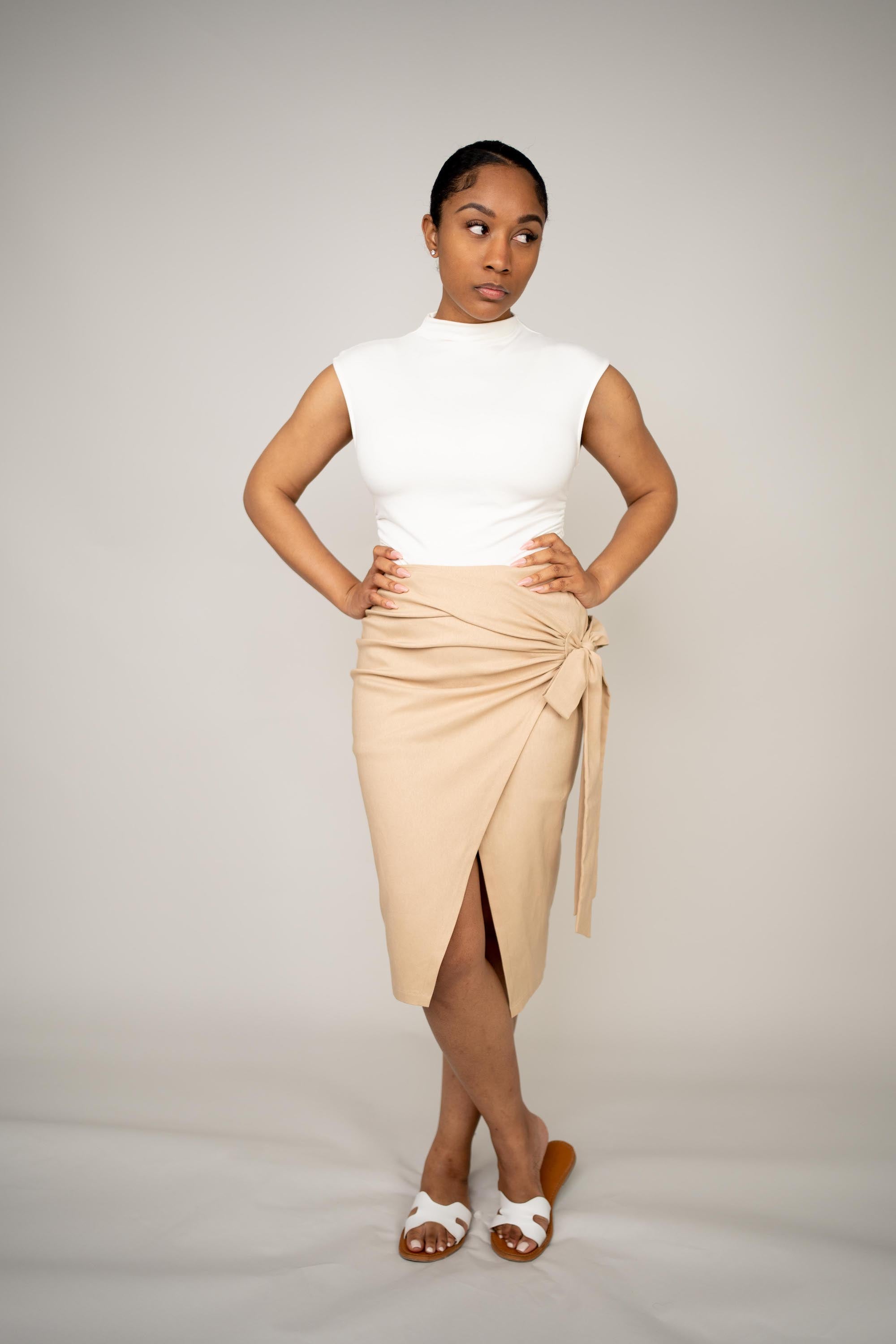 BLANKWardrobe The Label Wrap Skirt Nude