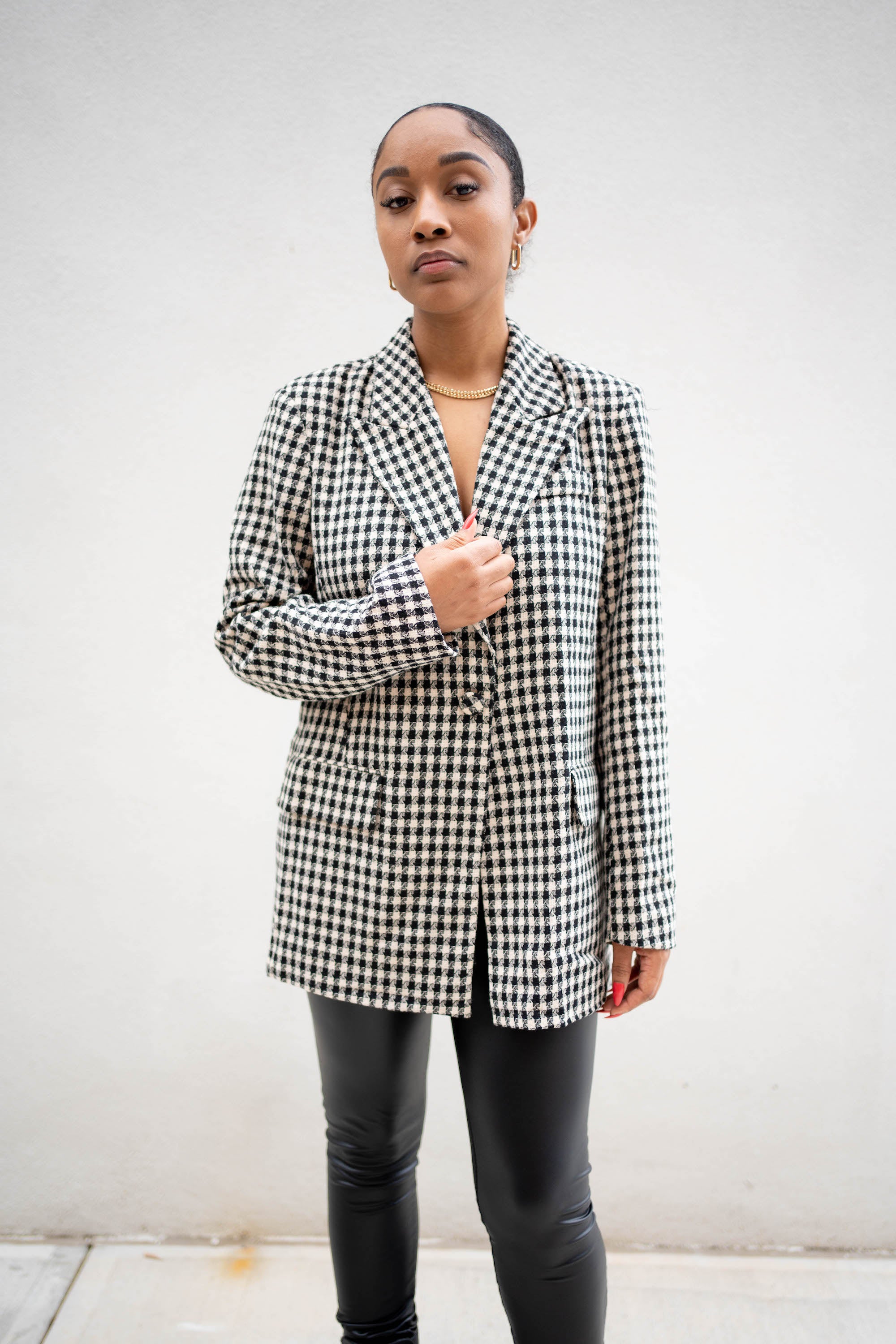 Oversized shop houndstooth blazer