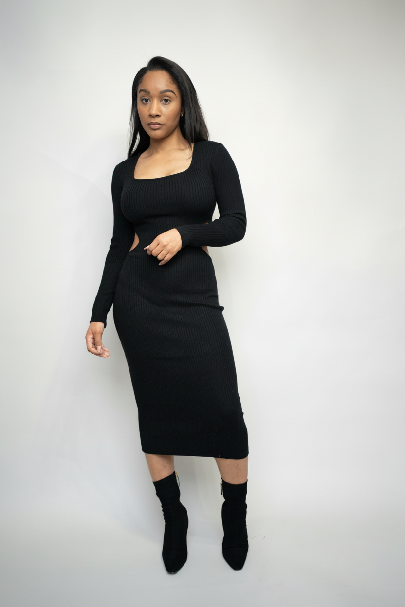 Cut Out Ribbed Sweater Dress – BLANKWardrobe