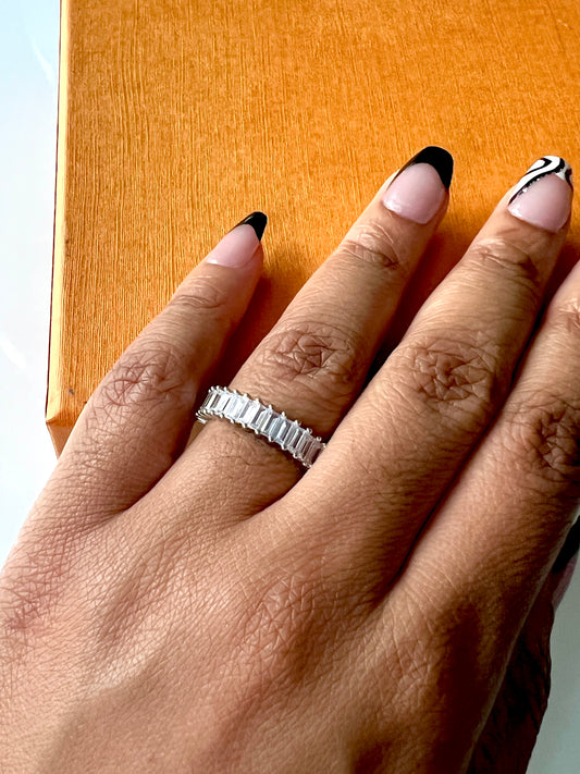 Sterling Silver Stone Pavé Ring