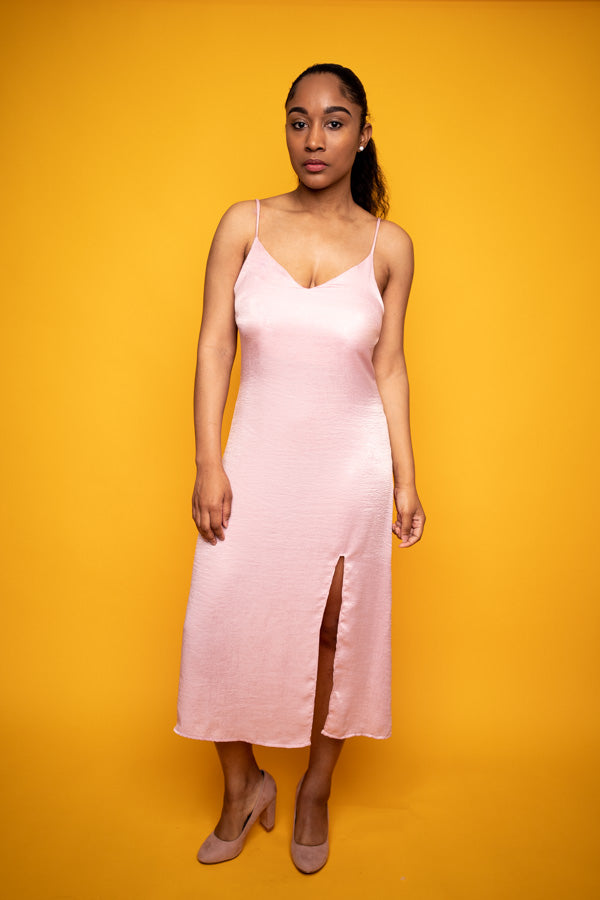Satin Slip Dress With Side Slit